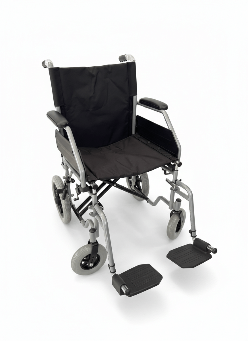 SILLA DE RUEDAS PARA TRANSPORTE DE PACIENTES DE 19" LONA